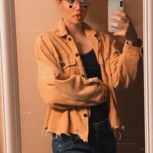 Mustard Yellow Distressed Corduroy Jacket